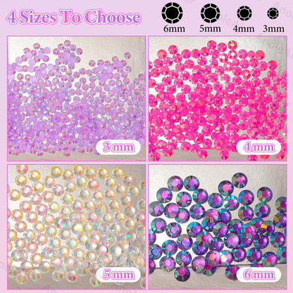 AnoleAir 22000Pcs Pink Purple Rhinestones Kit – Flatback Jelly Resin Gems for Nails, Crafts & Decor