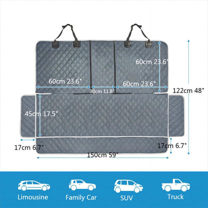 ANOSOSPECIAL Grey Dog Car Seat Cover X-Large — Waterproof, Non-Stick Fur, Universal Fit