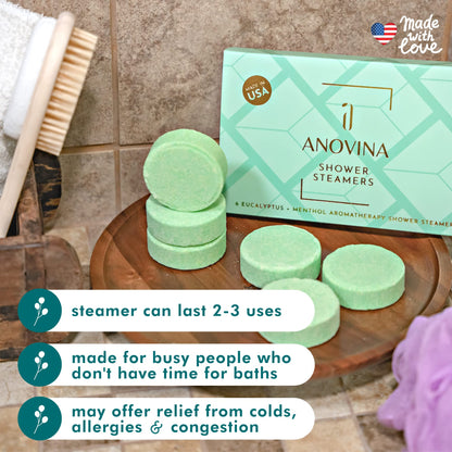 Anovina 12XL Eucalyptus Shower Steamers – Menthol Aromatherapy, Made in USA