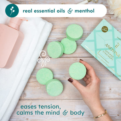 Anovina 12XL Eucalyptus Shower Steamers – Menthol Aromatherapy, Made in USA