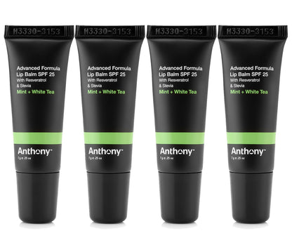 Anthony 25 SPF Lip Balm – SPF 25 Lip Care with Green Tea, Shea Butter & Vitamin E – 4-Pack