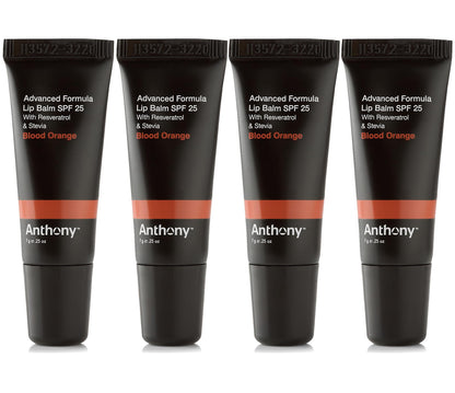 Anthony 25 SPF Lip Balm – Blood Orange Flavor – 4 Pack with Green Tea Extract, Shea Butter & Vitamin E