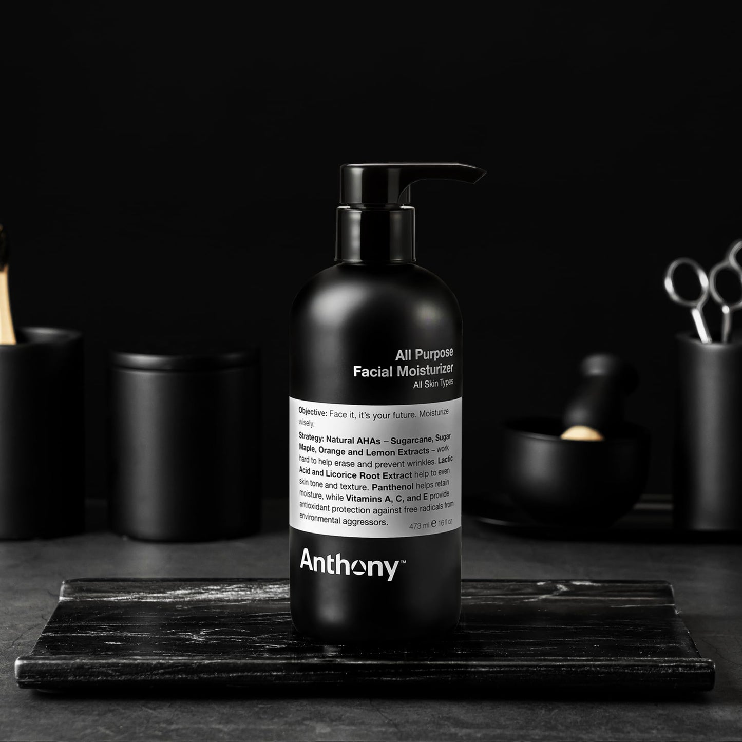 Anthony All-Purpose Facial Moisturizer – Lightweight Men’s Hydrating Lotion, Non-Comedogenic, Anti-Aging – 16 Fl Oz
