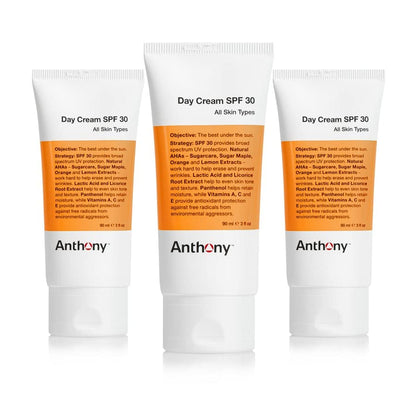 Anthony Day Cream SPF 30, 3 oz (Pack of 3) – Hydrates, Broad-Spectrum Sun Protection