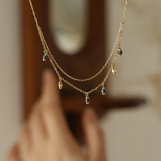 Antique Blue Beads Handmade Pendant Necklace