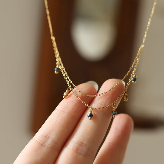 Antique Blue Beads Handmade Pendant Necklace