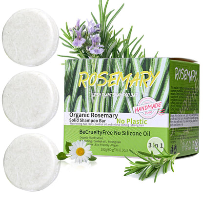 Anweina 3-Pack Rosemary Hair Shampoo Bar | Deep Cleansing, Oil Control & Strength for Thinning Hair
