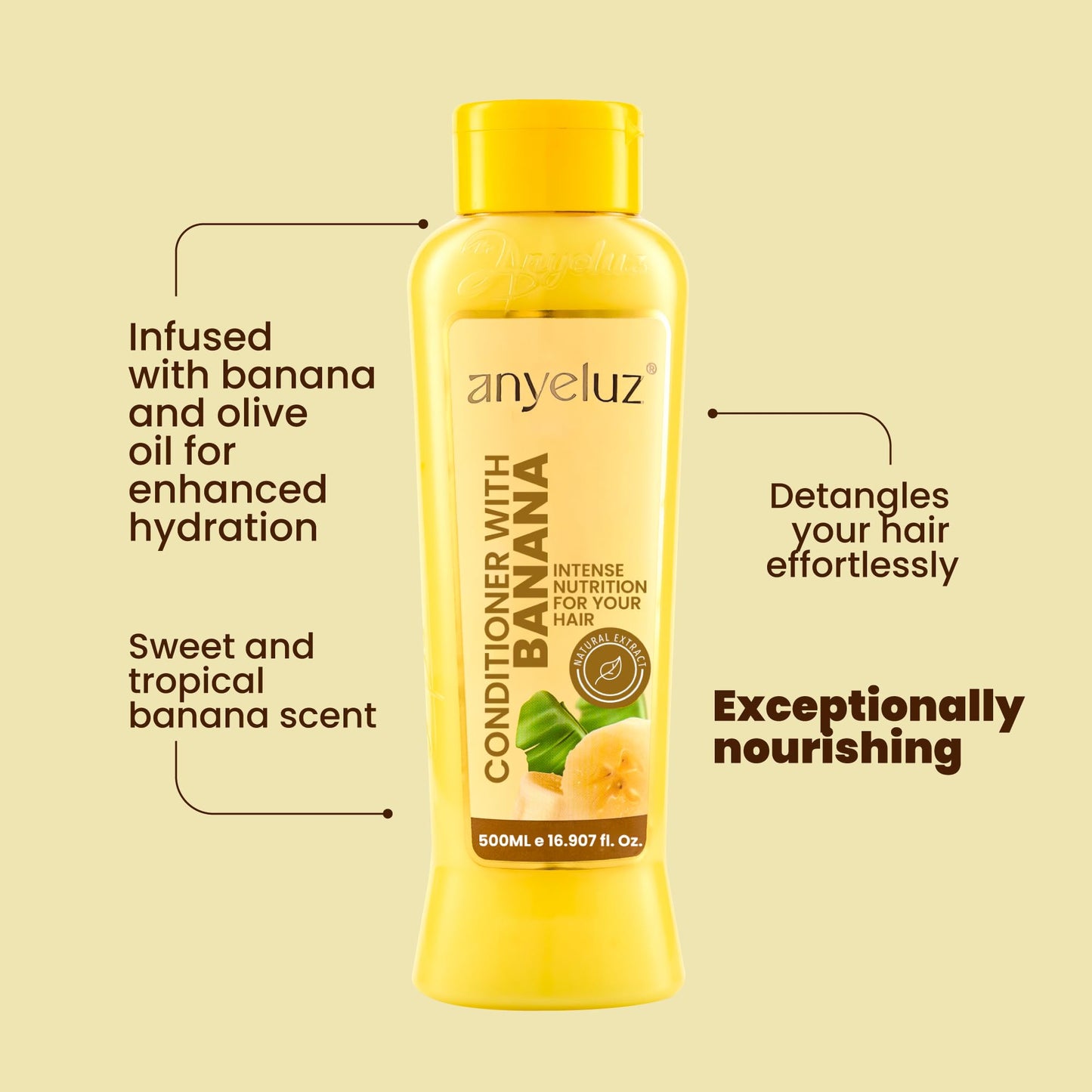 ANYELUZ Banana Conditioner | Deep Conditioning with Olive Oil for Fragile & Damaged Hair