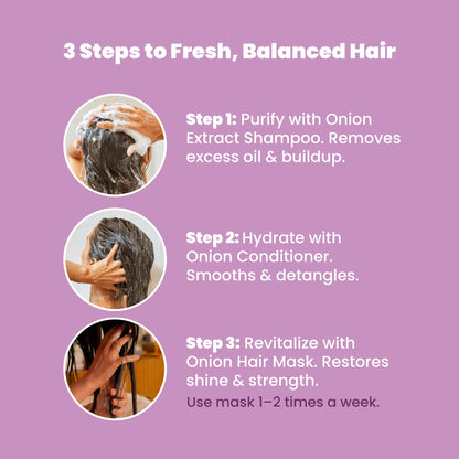ANYELUZ Onion Hair Care Set — Shampoo, Conditioner & Hair Mask