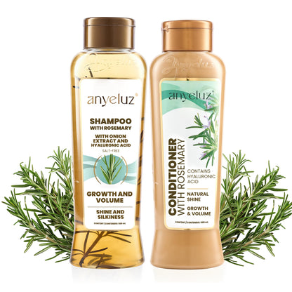 ANYELUZ Rosemary Shampoo & Conditioner Set with Hyaluronic Acid – Strengthen, Hydrate, Shine