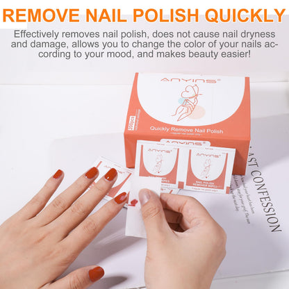 ANYINS Nail Polish Remover Pads – 200PCS, Acetone-Free Wipes with Nourishing Oils