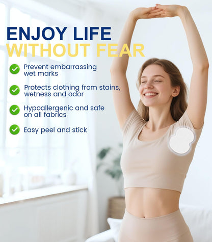 Aoeoun Underarm Sweat Pads – Premium 100 PCS, Invisible, Extra Adhesive, For Men & Women