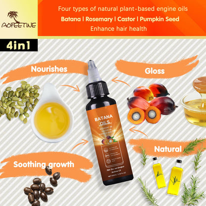 AOFEETINE Batana Oil for Hair Growth – 4-in-1 Deep Nourishment with Rosemary, Castor & Pumpkin Seed