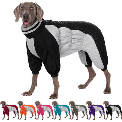 AOFITEE Large Dog Coat Winter Jacket with Built-in Harness | Reflective Puffer Snowsuit for Small to Large Dogs