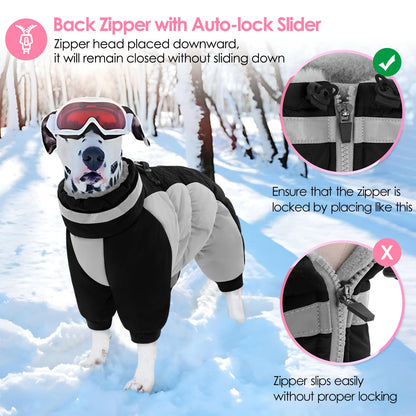 AOFITEE Large Dog Coat Winter Jacket with Built-in Harness | Reflective Puffer Snowsuit for Small to Large Dogs