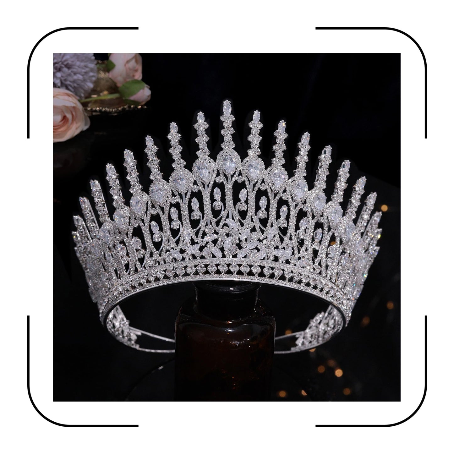 Aoligrace Luxury Wedding Crown – 5A Cubic Zirconia Tall Princess Tiara