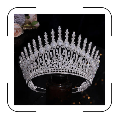 Aoligrace Luxury Wedding Crown – 5A Cubic Zirconia Tall Princess Tiara