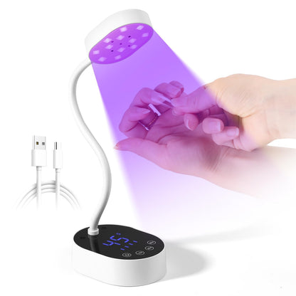 AORAEM UV Nail Lamp Gooseneck Mini 36W – Rechargeable Gel Dryer with 4 Timers