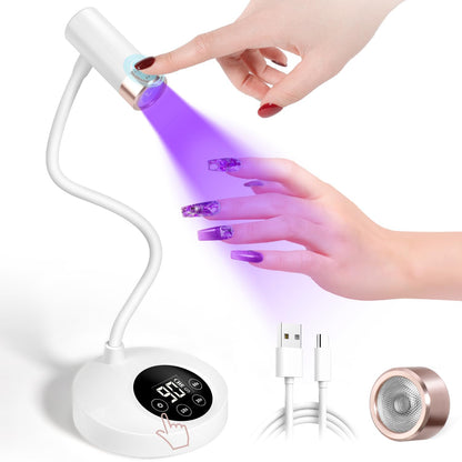 AORAEM UV LED Nail Lamp – Rechargeable Gooseneck 12W Quick Cure with 4 Timers & Auto Sensor