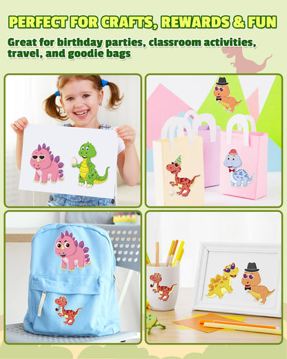 Aowplc 30 Sheets Dinosaur Stickers – Mix and Match Creative Crafts for Kids, Party Favors & Activities