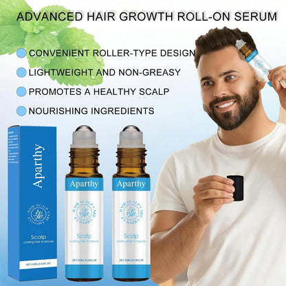 Aparthy Hair Growth Roll-On Serum – Advanced Menthol & Camellia Oleifera Seed Oil, 3-Pack, Non-Messy Rollerball for Men & Women