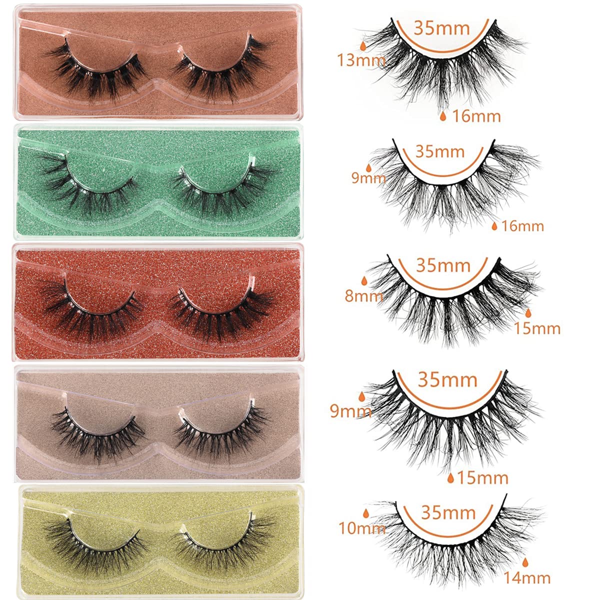APCYUST Lashes Bulk – 30 Pairs, 5 Styles, Faux Mink Eyelashes (15mm/16mm) Wholesale