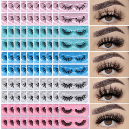 APCYUST Lashes Bulk Wispy Eyelashes – 100 Pairs, 5 Styles, 15mm-18mm | Wholesale & Brand Custom