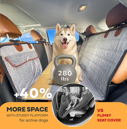 APetsPlanet Dog Car Seat Cover – Waterproof Backseat Hammock with Mesh Window, Storage & Door Covers