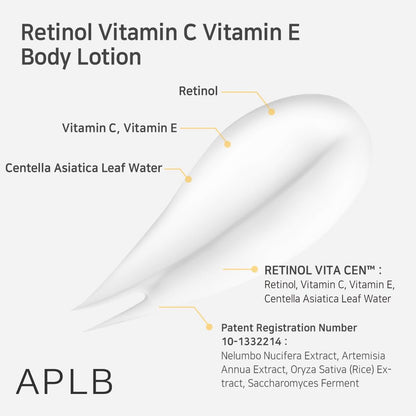 APLB Retinol Vita Cen Body Lotion | RETINOL VITA CEN 9.3% 10.14 oz | Korean Skincare