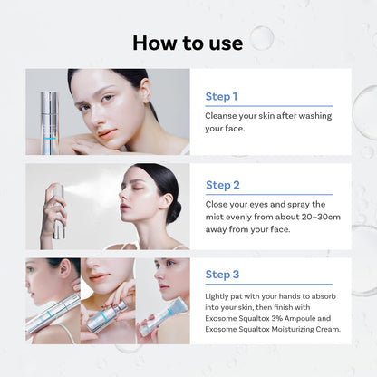 APOTHE Exosome Squal-Tox Booster Cream Mist – Hydration, Soothing, and Brightening (3.38 fl oz / 100 ml) | Squalane, Centella Asiatica & Niacinamide