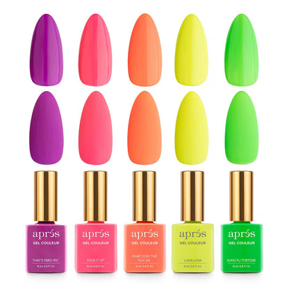 APRÉS Gel Couleur Combo Set – 5 Color Gel Polish with Brush-X, LED 30s, 2024 Edition