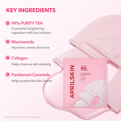 APRILSKIN TXA Pink Capsule Gel Mask | Overnight Glow with 99% TXA for Uneven Tone, Hydration & Radiance