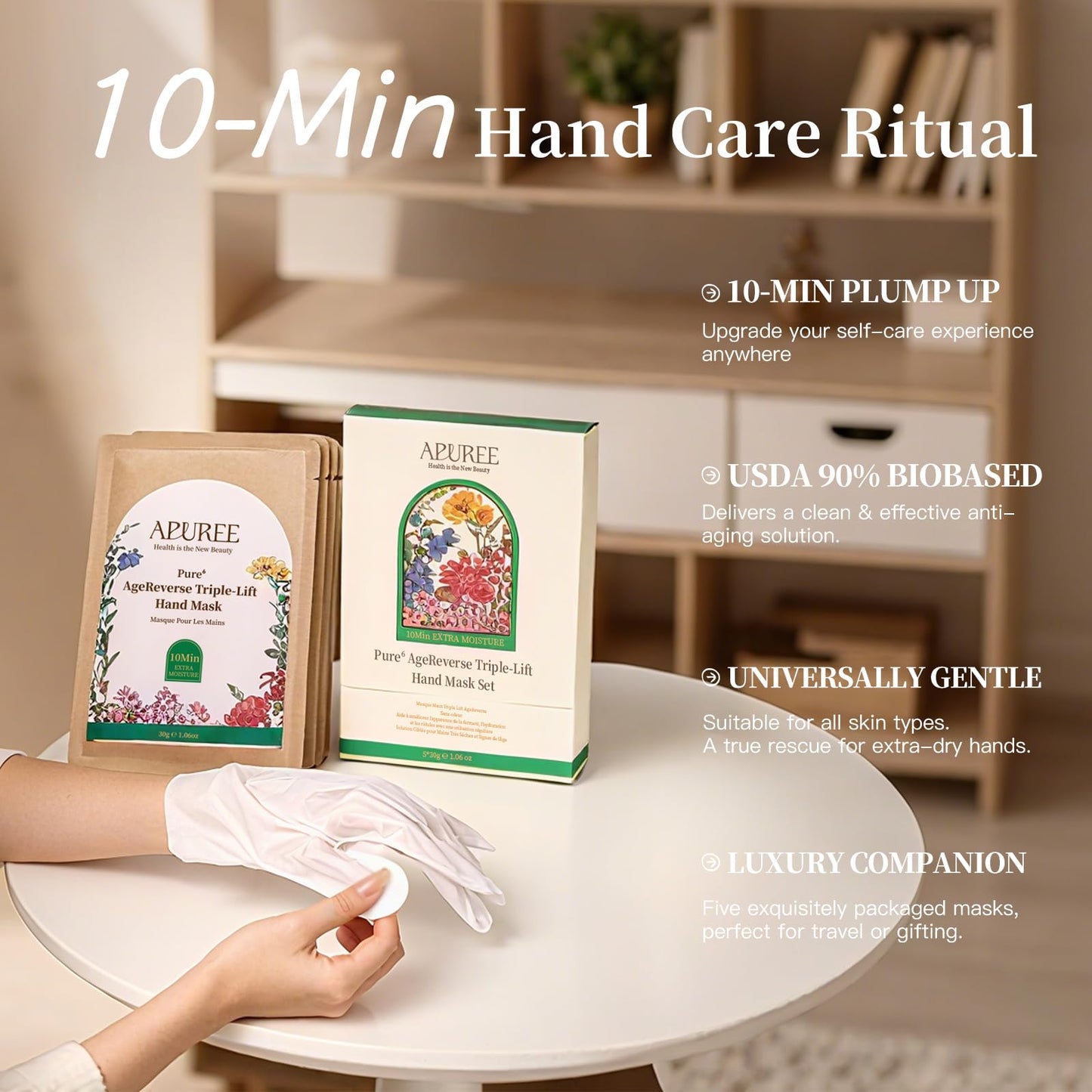 APUREE Anti Aging Hand Mask Gloves – 10-Minute Repair & Extra Moisture (5x30g)
