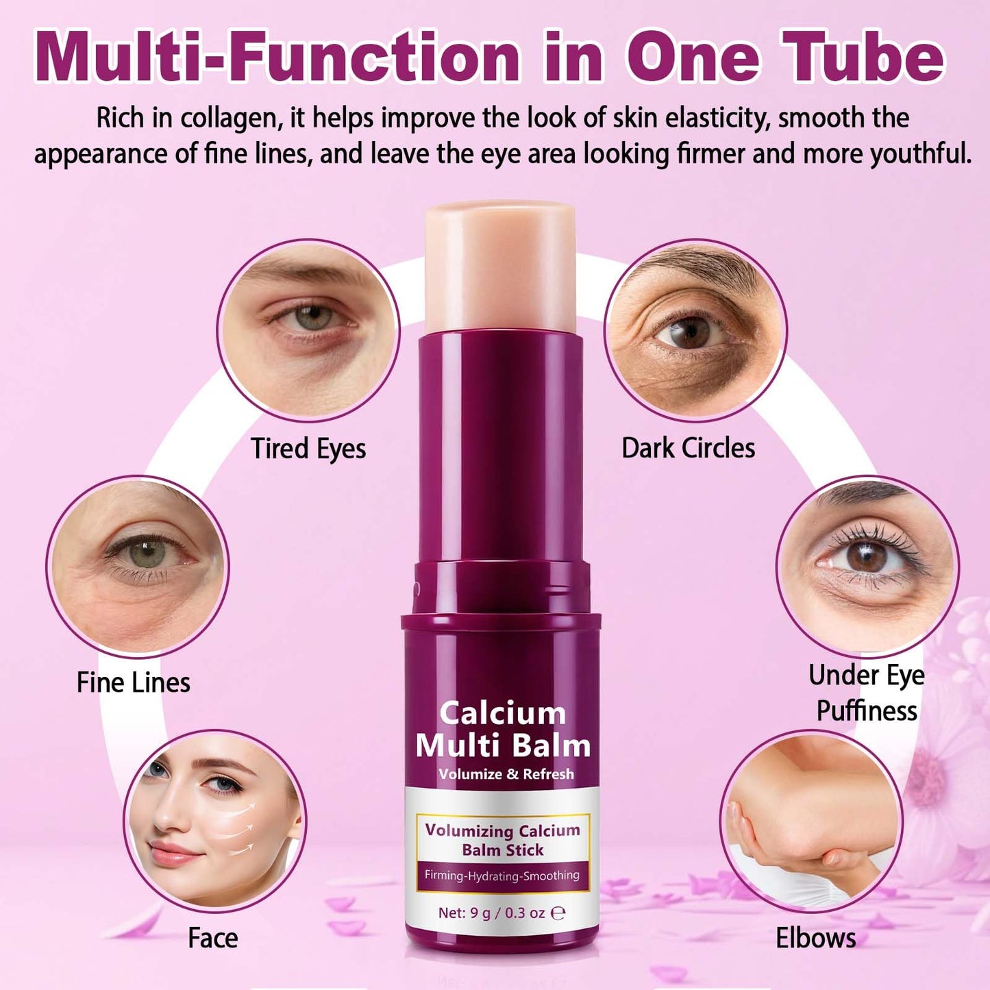 APUUFYQC Calcium Multi Balm Stick – 2 Pack for Deep Hydration, Firming & Eye Care