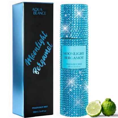 AQUA BLANCE Moonlight Bergamot Body Spray for Women | Diamond-Embellished Fragrance Mist 3.4 fl oz