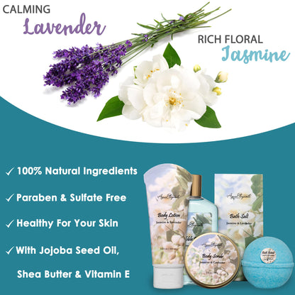 Aqua Elegante Spa Baskets for Women – Jasmine & Lavender Luxury Bath Set