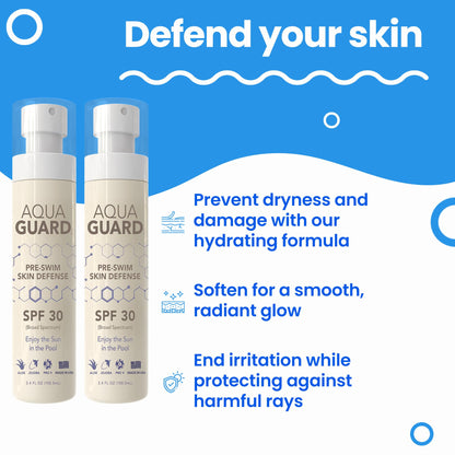 AQUA GUARD Beauty Pre-Swim Skin Defense | SPF30 Hydration | 2-Pack | Made in California