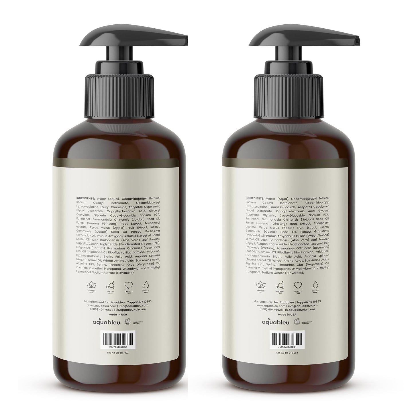 Aquableu Advanced Therapy Rosemary Oil Shampoo & Conditioner Set – 16oz for Volume, Strength & Thickness