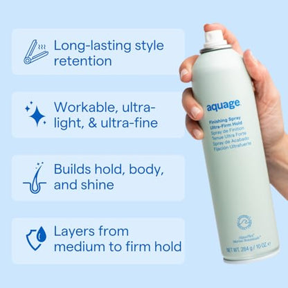 AQUAGE Finishing Spray – Firm Hold Hairspray, Humidity-Resistant, High Shine, 10 oz