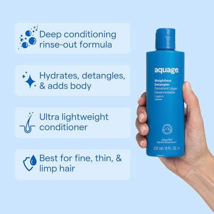 Aquage Weightless Detangler – Ultra-Light Hydrating Conditioner for Tangle-Free Hair (8 oz)