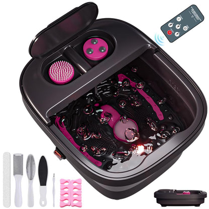 Aqvesane Collapsible Foot Bath Spa with Heat, Bubble, Remote & 3 Pedicure Attachments