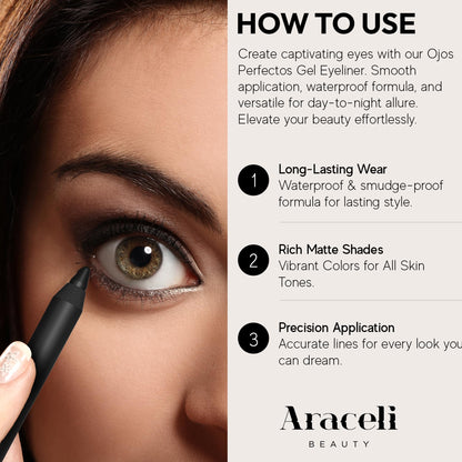 Araceli Beauty Gel Pencil Eyeliner – Water Resistant, Smudge-Proof, Long-Lasting Black