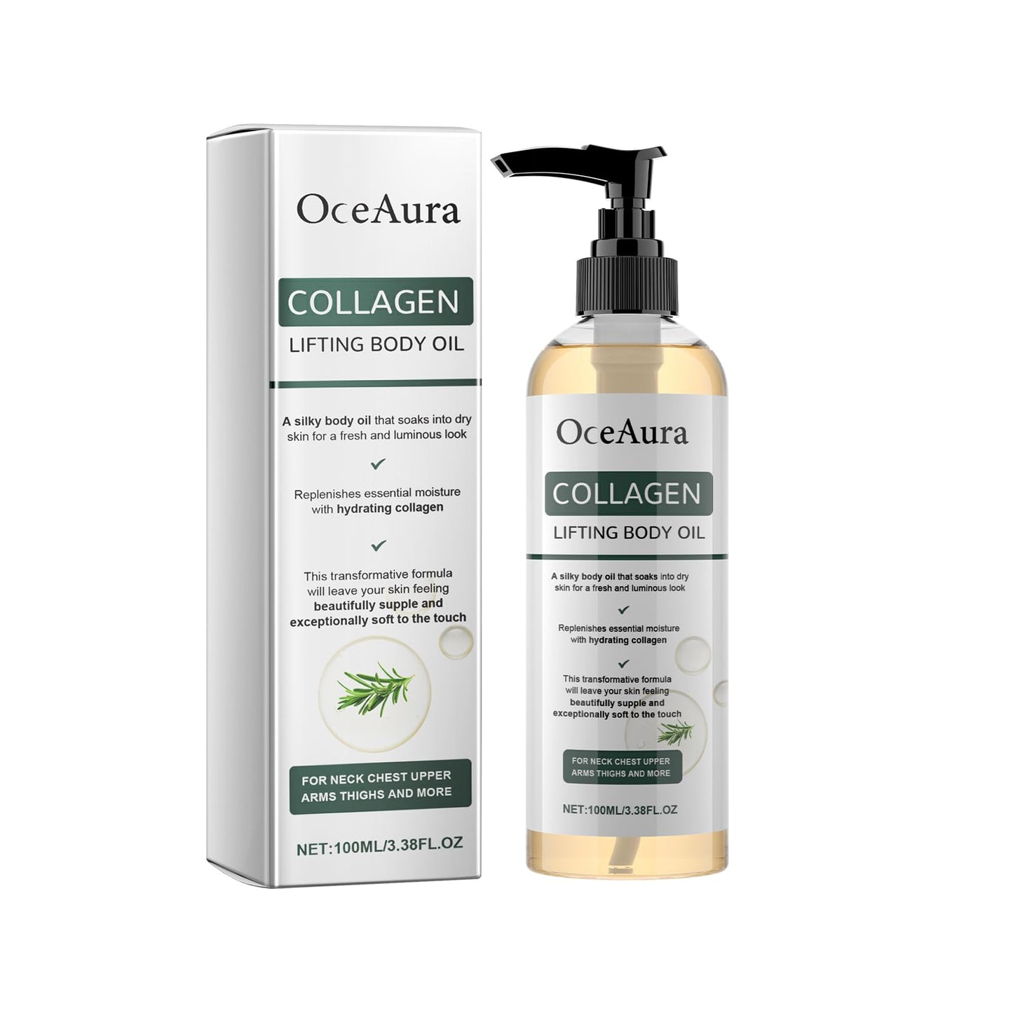 ARANYA Collagen Lifting Body Oil — Hydrating Silk Texture for Neck, Chest, Arms, and Thighs | 3.38 fl oz