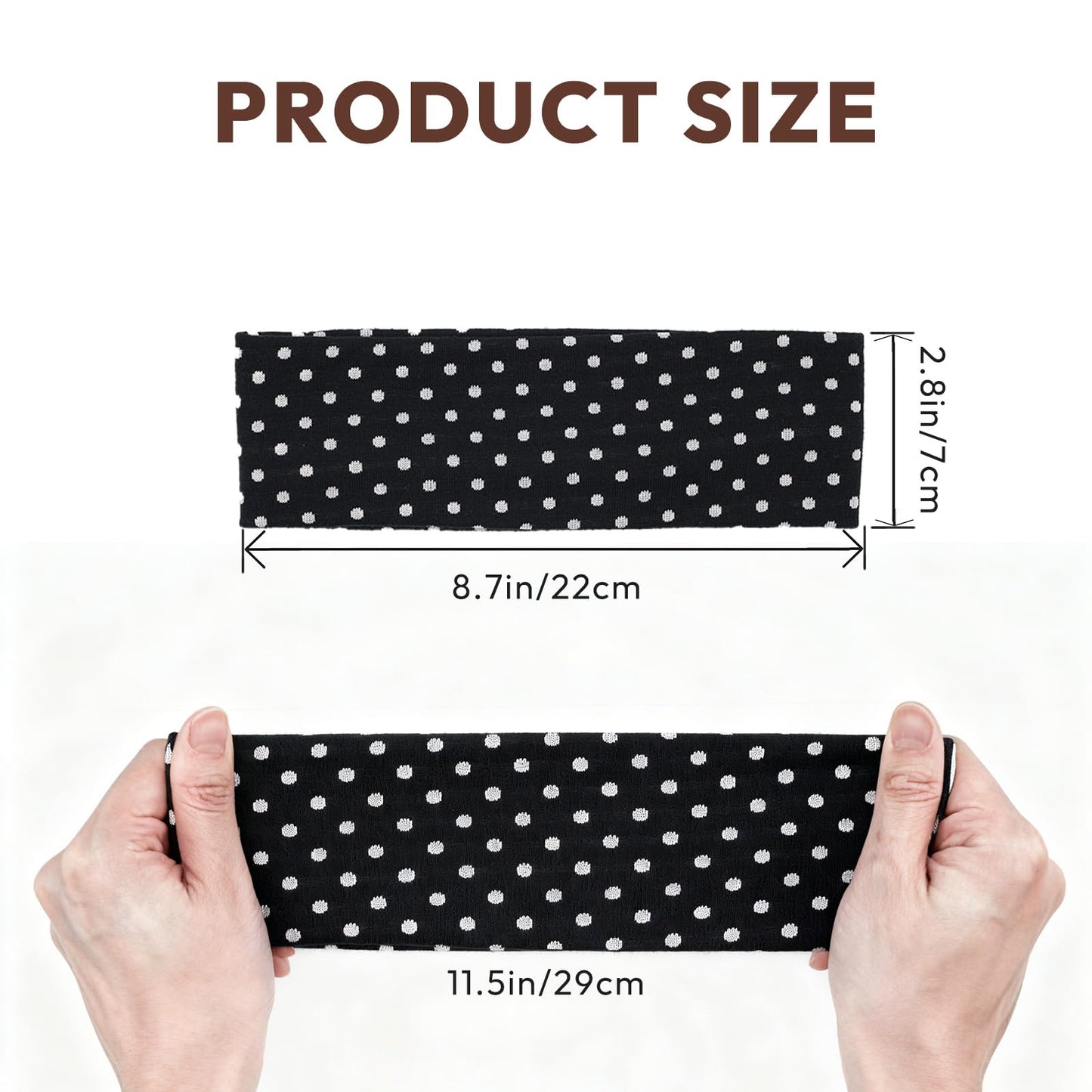 Aranya Women's Headbands 5pc Set – Soft Stretchy Fabric for Yoga & Everyday Wear (Polka Dot)