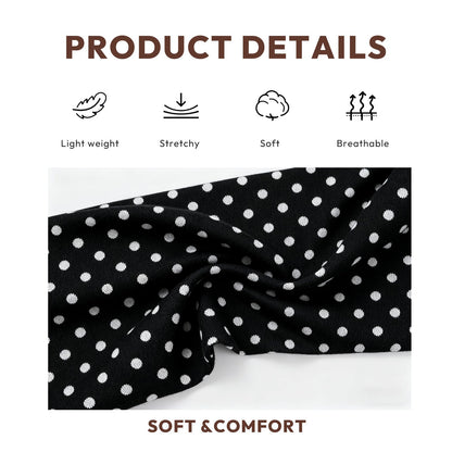 Aranya Women's Headbands 5pc Set – Soft Stretchy Fabric for Yoga & Everyday Wear (Polka Dot)
