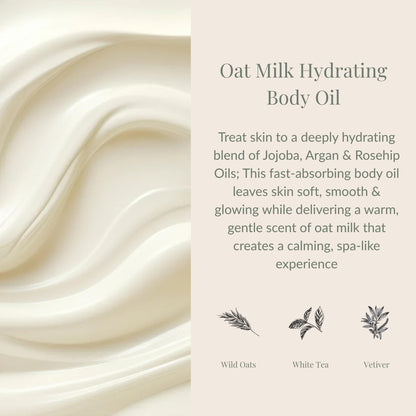 Archipelago Botanicals Oat Milk Hydrating Body Oil – Lightweight Jojoba, Argan & Rosehip for Dry or Sensitive Skin