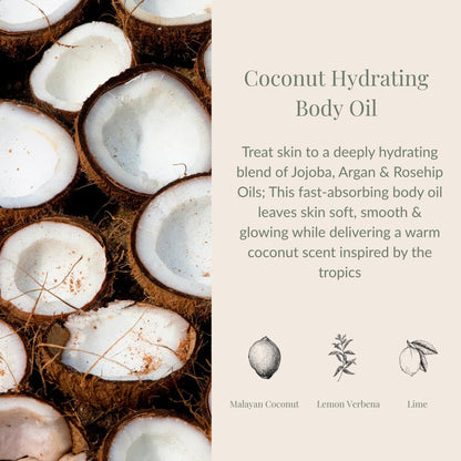 Archipelago Botanicals Coconut Hydrating Body Oil — Lightweight Jojoba, Argan & Rosehip for Soft, Glowing Skin