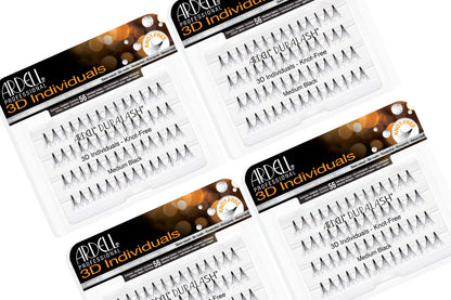Ardell 3D Individuals Lashes Medium Black - Natural Looking DIY Lash Clusters, Eyelash Extensions, 4 Pack