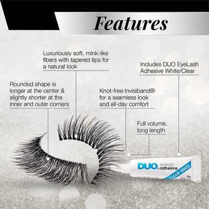 Ardell 3D Faux Mink Lashes 863 with Duo Adhesive Pipette – Long-Lasting Natural Look, 1 Pack