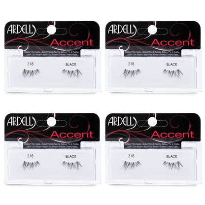 Ardell Accent 318 Half Lashes – Short Wispy Cat Eye, 4 Pack